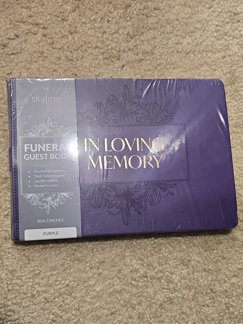 In Loving Memory Funeral Guest Book - Purple